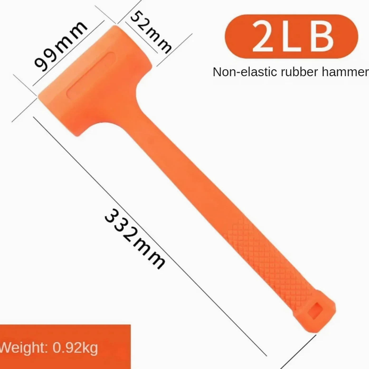 Maillet en Caoutchouc Noir, Rubber Dead Blow Mallet 0.5-4 LB(2 LB)