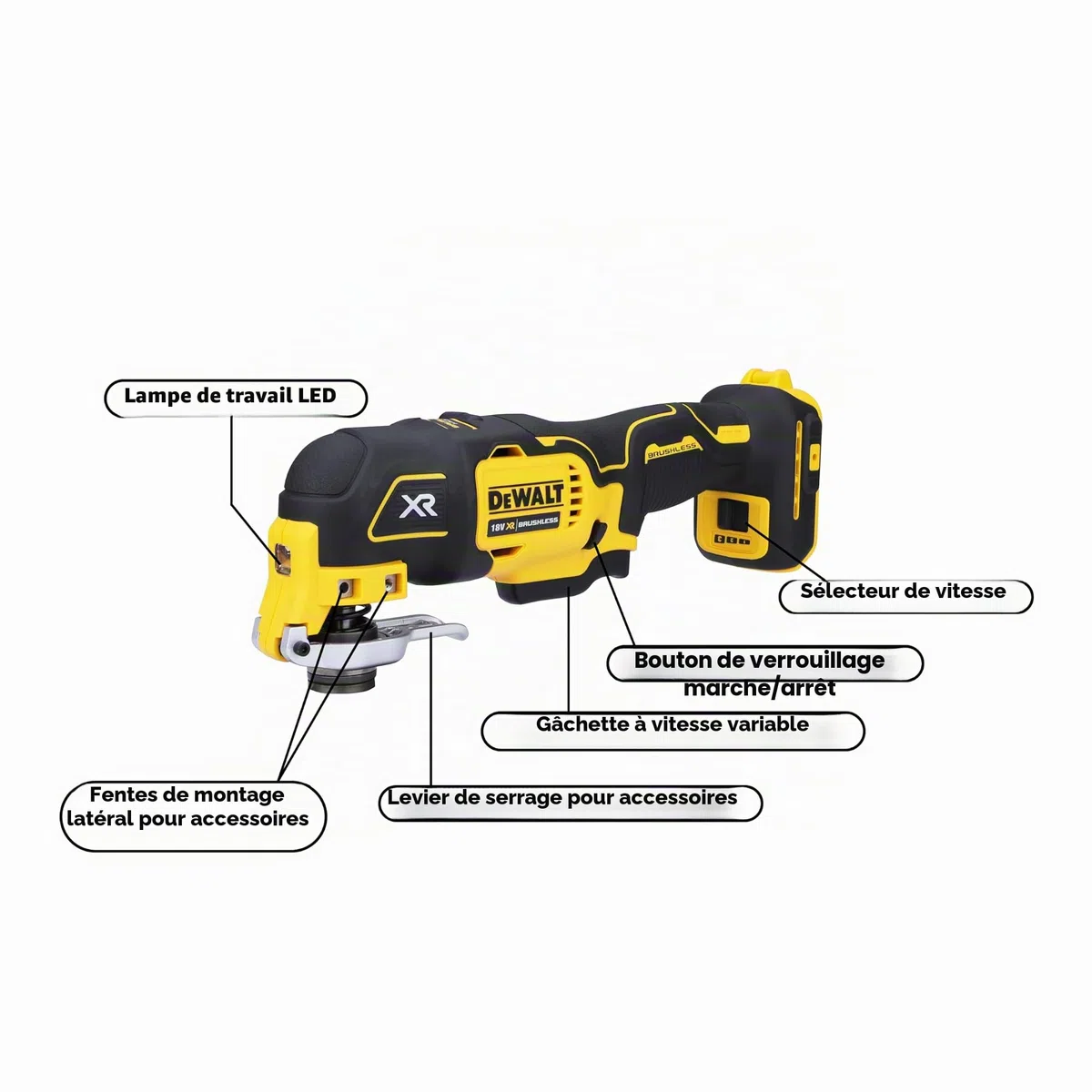 DeWalt DCS356N - Outil multifonction Li-Ion 18V - brushess Argent