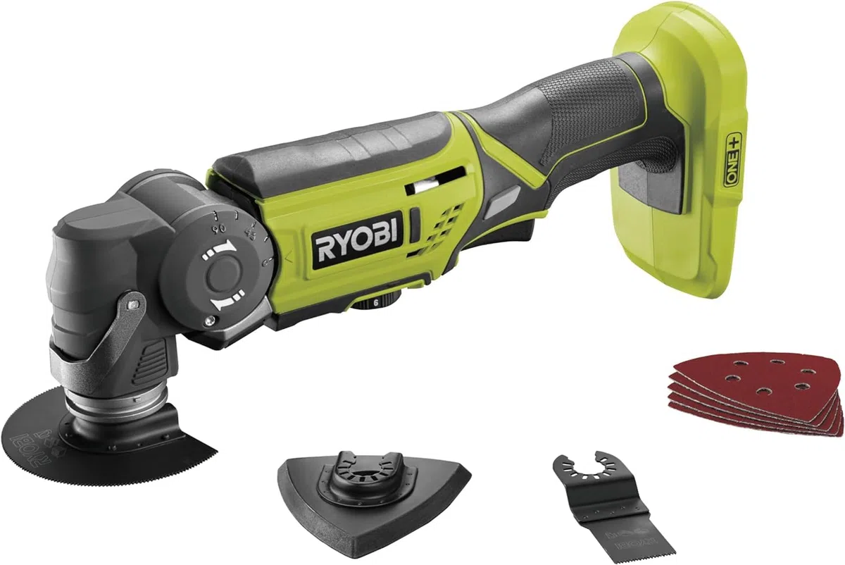 Ryobi - Outil multifonctions 18 V One+ sans batterie ni chargeur 10000-20000 osc/min tête 5 positions - R18MT-0 & Kit Spécial Carrelage 5 Pièces Multitool RAK05MT