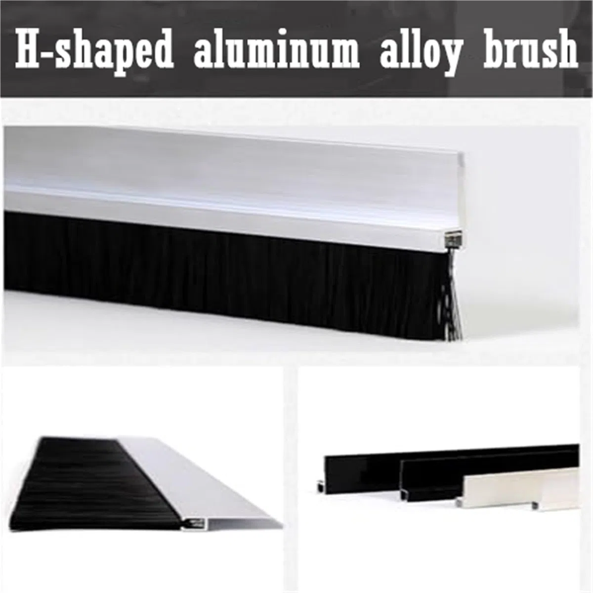 pare-courant d'air pour portes, Aluminum Alloy Brush Strip Sealing Draught Excluder 10-300mm 1/2/5 Pcs(5 Pcs,Brush Height 120mm)