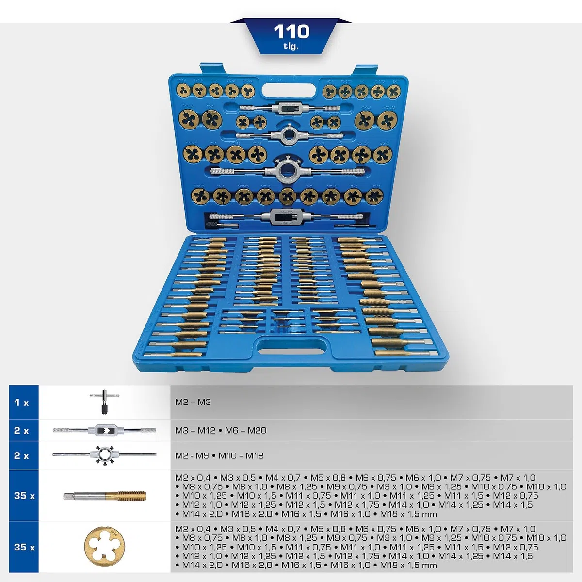 BRILLIANT TOOLS BT101985 Jeu de tarauds et filières [Powered by KS TOOLS]