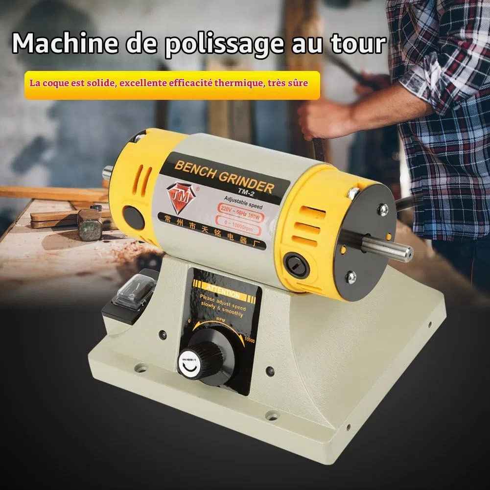Machine à Meuleuse De Tour, Meuleuse électrique 220V, Polisseuse De Tour à Faible Vibration Et Performances De Puits De 350W, Appropriée Pour Une Utilisation Sur L'établi