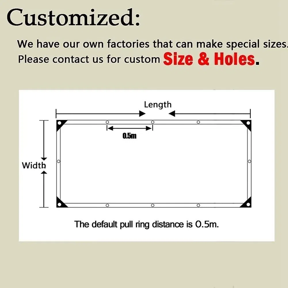 Bâche imperméable en PVC 500 g/m² avec œillets – Bâche polyvalente d'extérieur pour protection de jardin – 1,6 m x 7,8 m