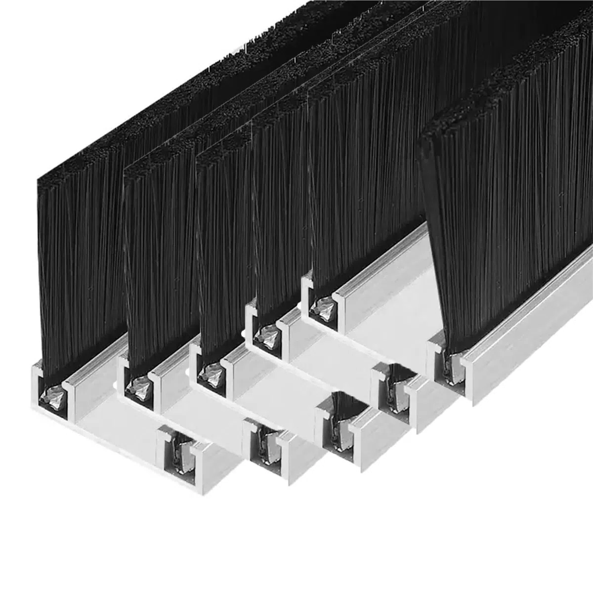 pare-courant d'air pour portes, Aluminum Alloy Brush Strip Sealing Draught Excluder 10-300mm 1/2/5 Pcs(5 Pcs,Brush Height 120mm)
