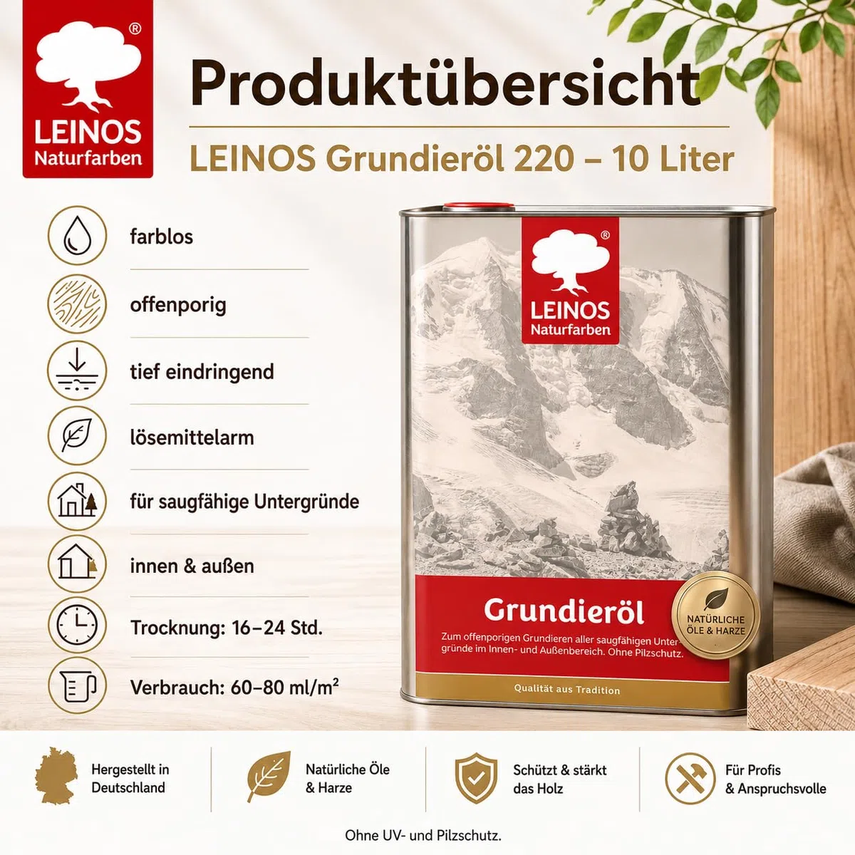 Leinos 220 Huile de fond pour intérieur 10 l