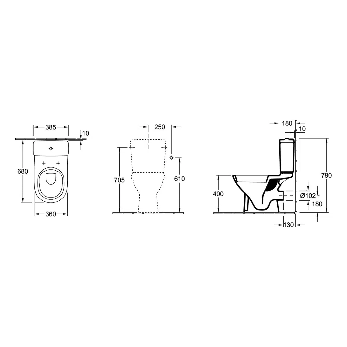Villeroy & Boch O.novo, Combipack WC à poser modèle sur pied, céramique blanc