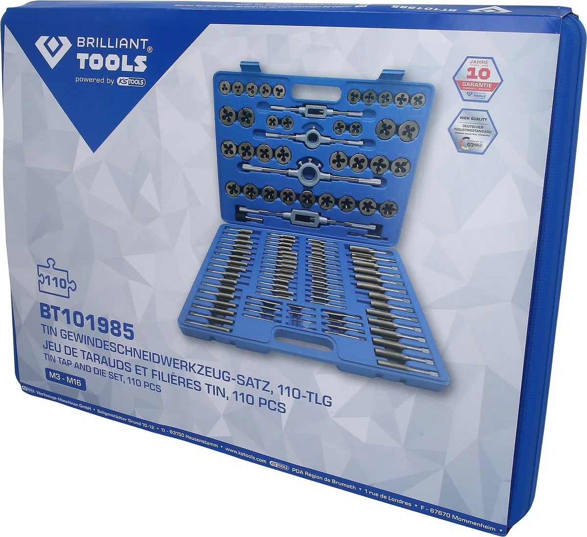 BRILLIANT TOOLS BT101985 Jeu de tarauds et filières [Powered by KS TOOLS]