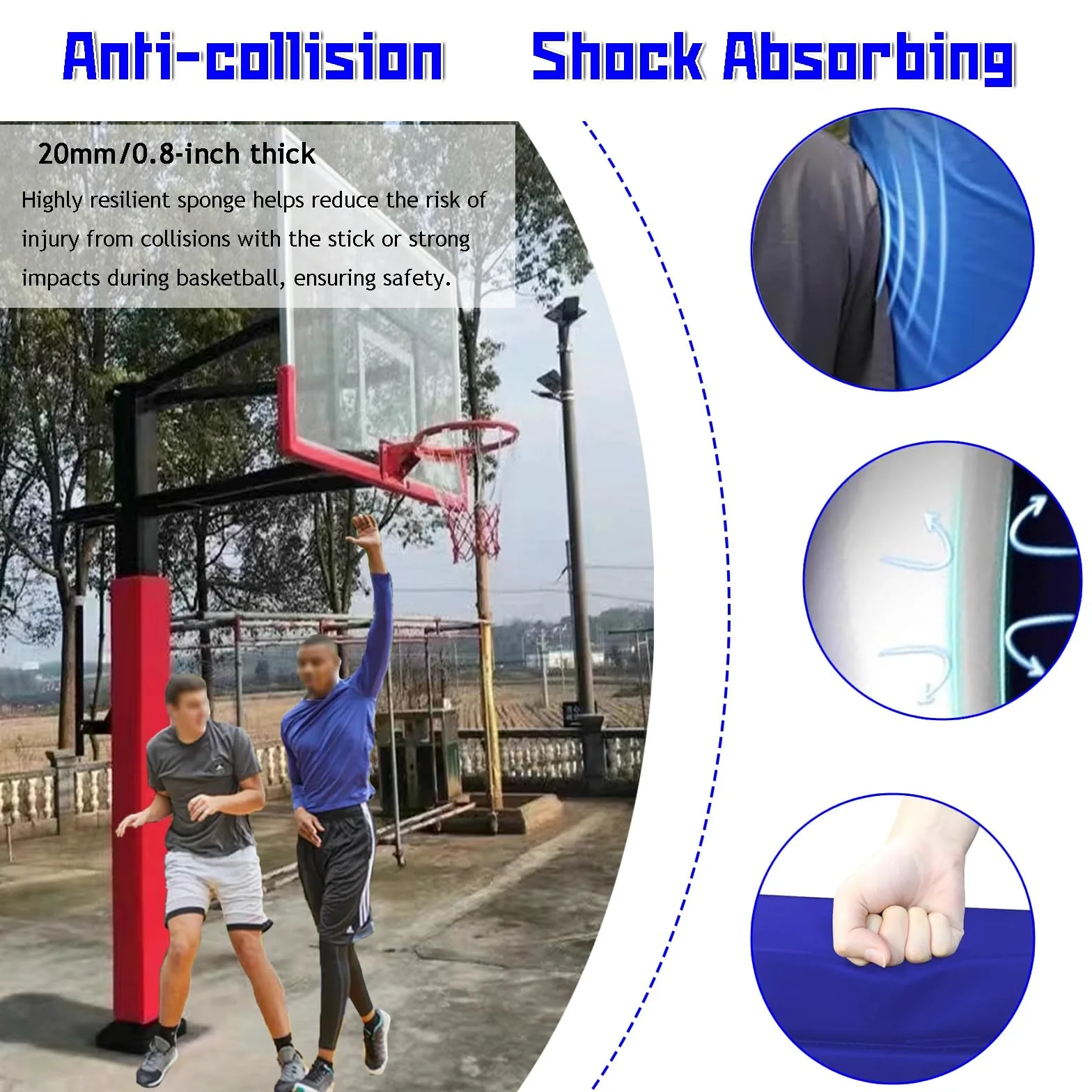 Housse de protection rembourrée pour panier de basket-ball - Pour installations sportives de plein air et zones de loisirs - Résistante aux intempéries et facile à installer