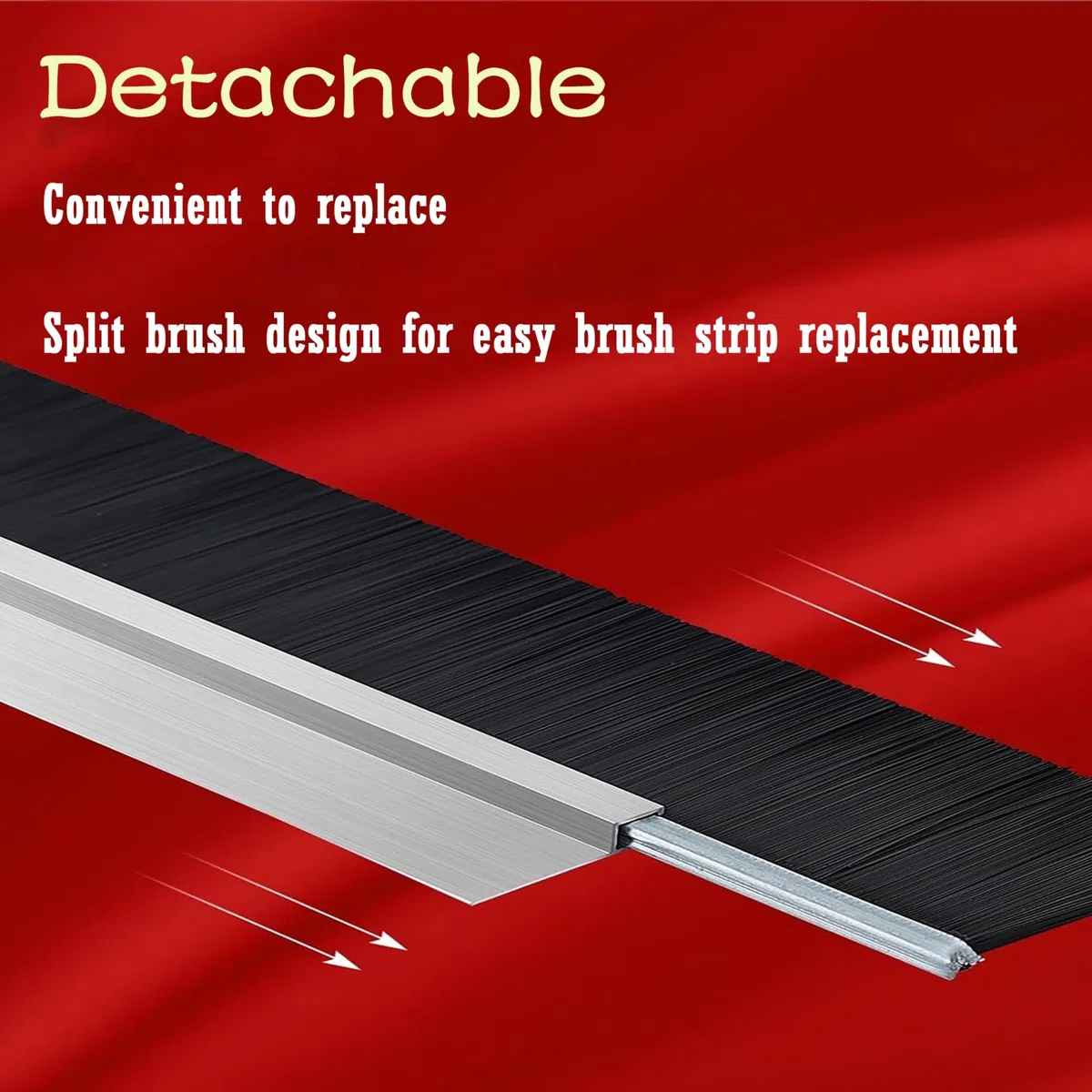 pare-courant d'air pour portes, Aluminum Alloy Brush Strip Sealing Draught Excluder 10-300mm 1/2/5 Pcs(5 Pcs,Brush Height 120mm)