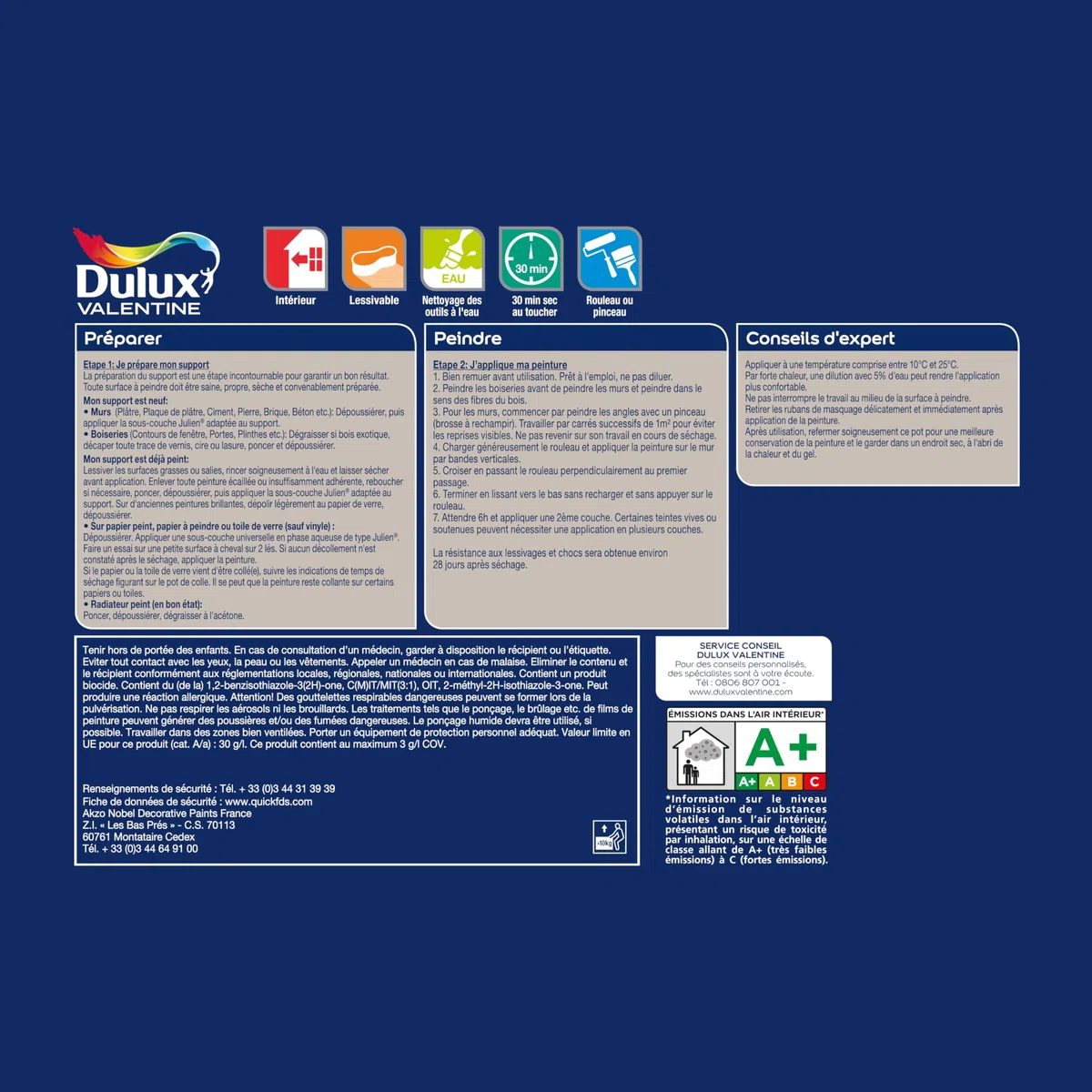 Dulux Valentine Crème de Couleur - Peinture multi-supports intérieure - Satin Gris Perle 5 L