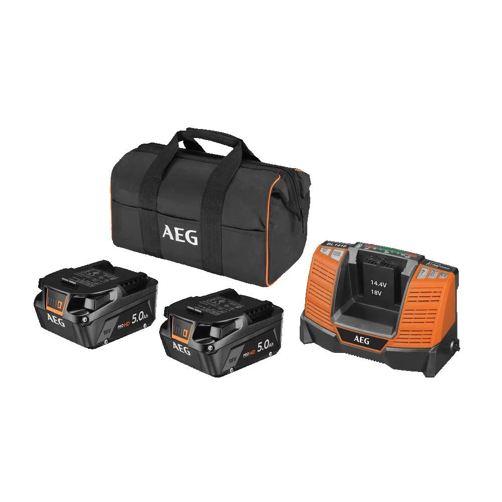 AEG - 2 Batt. Pro Lithium 18V 5,0 Ah High Demand, Chargeur, en Sac