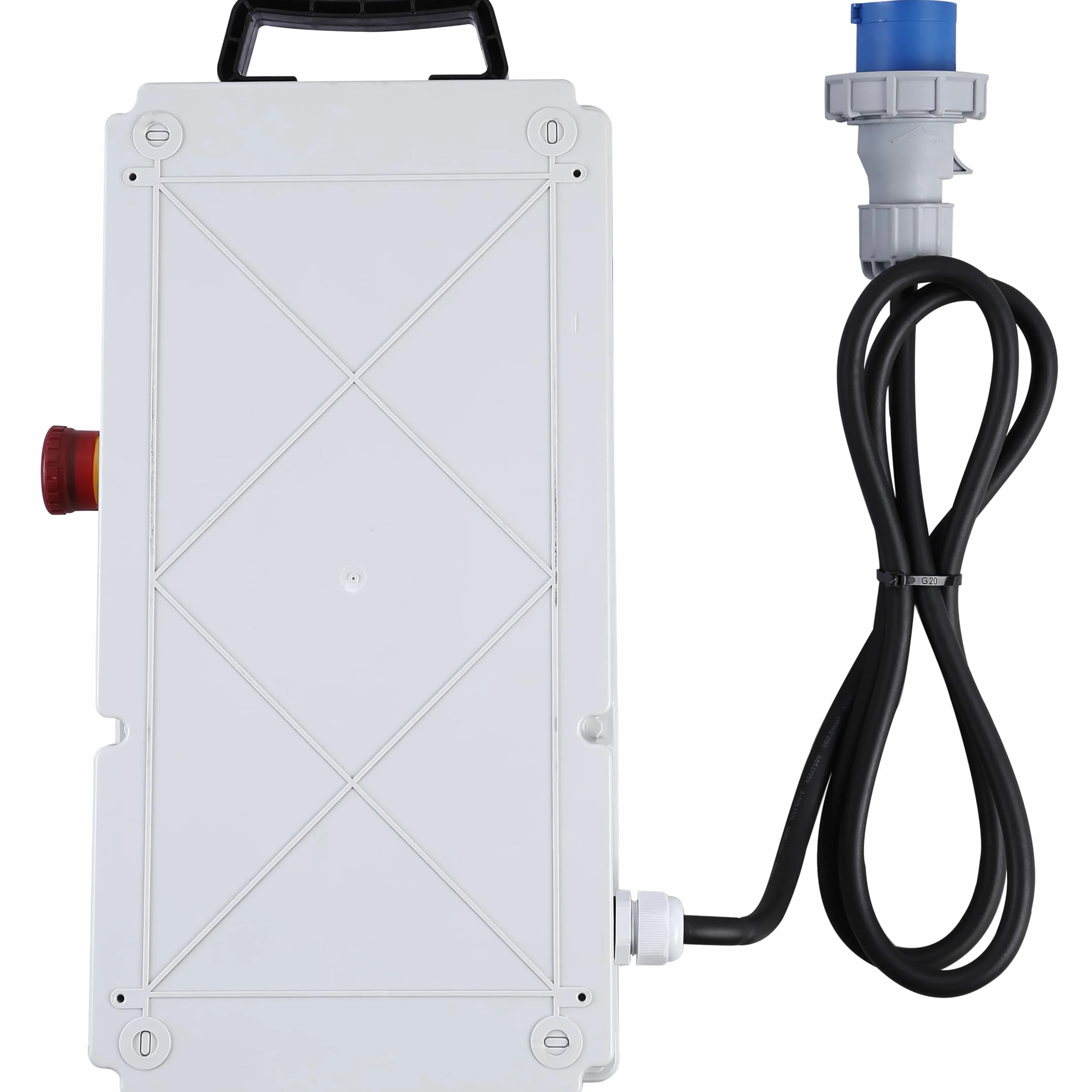 Electraline 60425 Coffret de Chantier avec 4 prises CEE 2P+T IP67, fiche CEE 2P+T, câble 3G2.5 H07RN-F de 1,7 m, avec interrupteur différentiel RCD 30 mA et 4 disjoncteurs MCB