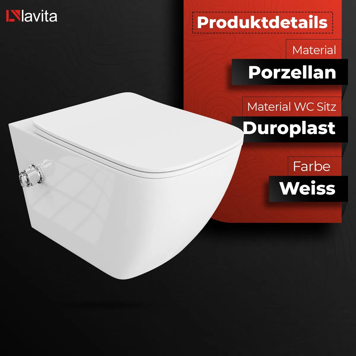 LAVITA Élément mural Solido Start + WC suspendu mural Parana blanc sans bord + abattant WC SoftClose | Bouton chromé | Kit complet | Réservoir de chasse encastré | Kit complet | WC complet |